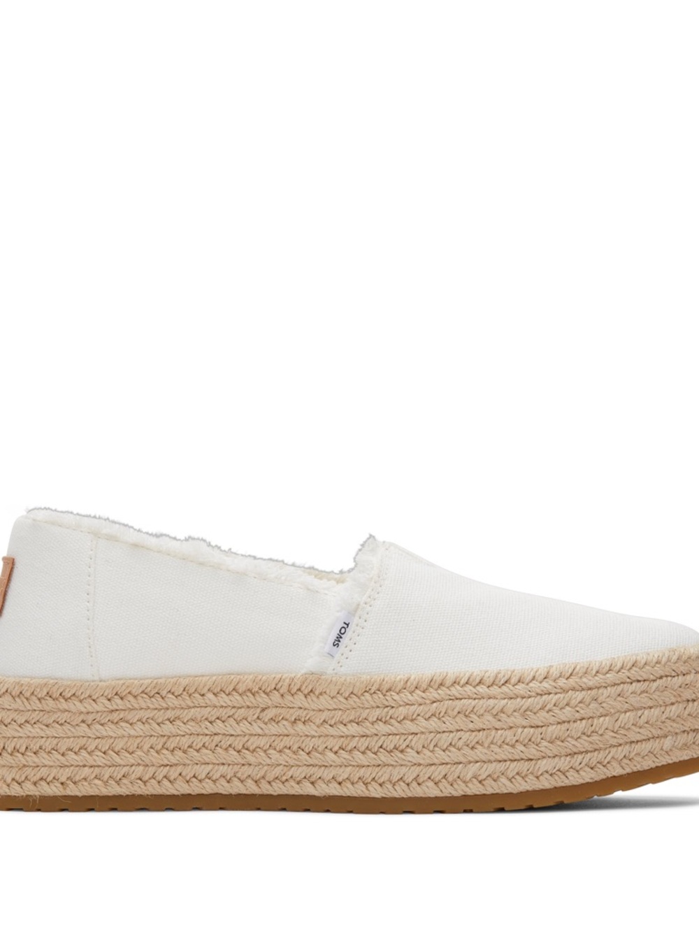 Toms White Canvas Espadrille Platform Slip-On with Natural Jute Sole